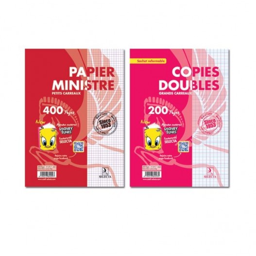 PAQUET DE 200 DOUBLES FEUILLES PERFOREES  SEYES PM -...