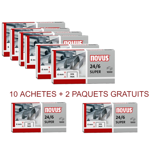 10 PAQUETS AGRAFES 24/6 + 2GRATUITS