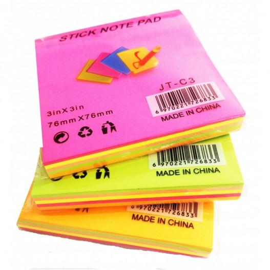 STICK NOTE 76 *76MM 100 FEUILLES - 5 COULEURS VIFS...