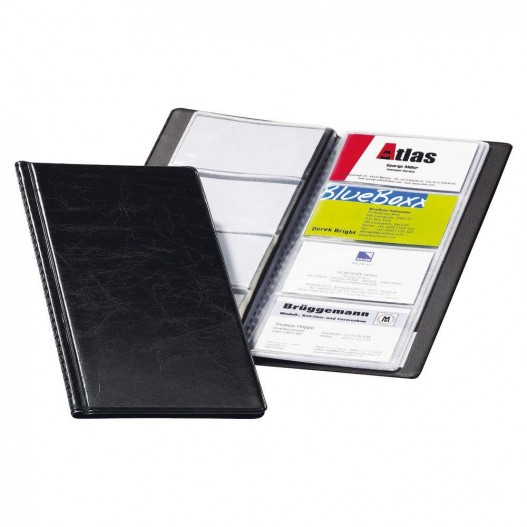 Porte-Cartes De Visite APLI Noir - Capacité 160 Cartes - Format 120x275mm - Polypropylène Rigide
