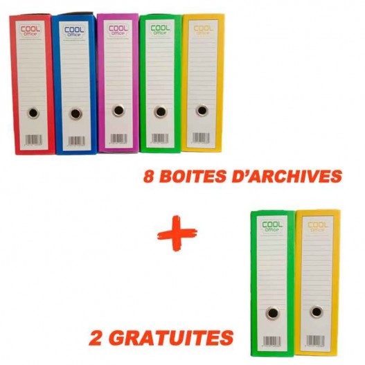 LOT DE 8 BOITES D'ARCHIVE COULEURS DOS 15CM C COOL +...