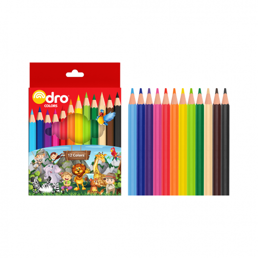 PAQUET DE 12 MINI CRAYONS COULEURS PM DRO COLORS