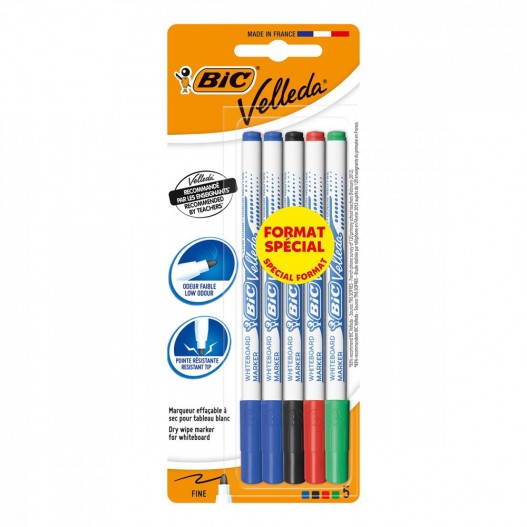 BIC Pochette de 4 Feutres effaçables à sec pointe fine encre