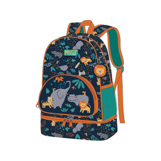 SAC A DOS MATERNELLE TEAM JUNGLE + PANIER INTEGRER -...