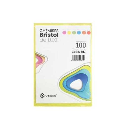 CHEMISE BRISTOL 24*32CM  PQT100 OFFICELINE ASSORTIES