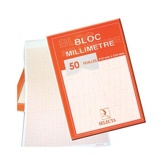 PAPIER MILLIMETRE 21*29.7CM PQT DE 50F