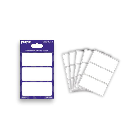 PAQUET DE 15 ETIQUETTES PURPLE 7.5*4CM ESSENTIAL 1