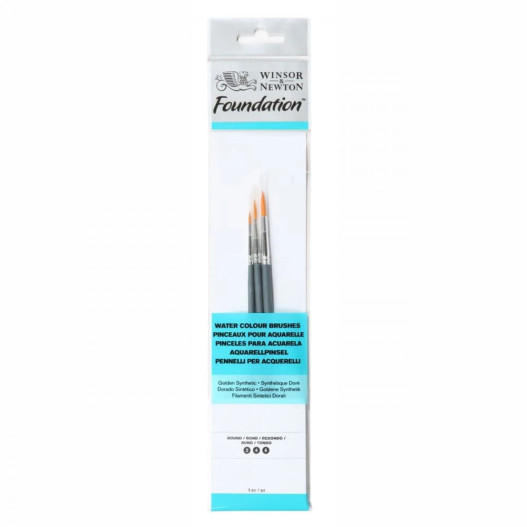lOT DE 3 PINCEAUX AQUARELLE  RONDS -  W&N FOUNDATION