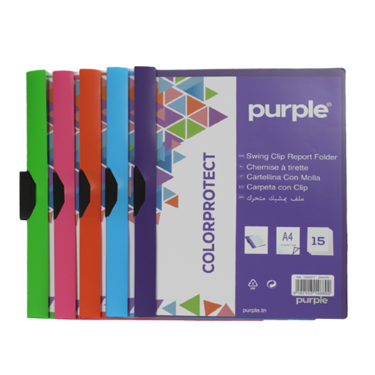 CHEMISE A CLIP A4 15 FEUILLES COLOPROTECT- PURPLE