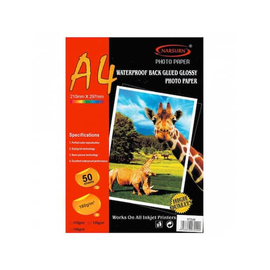 PAPIER PHOTO BRILLANT A4180GR PAQUET DE 50
