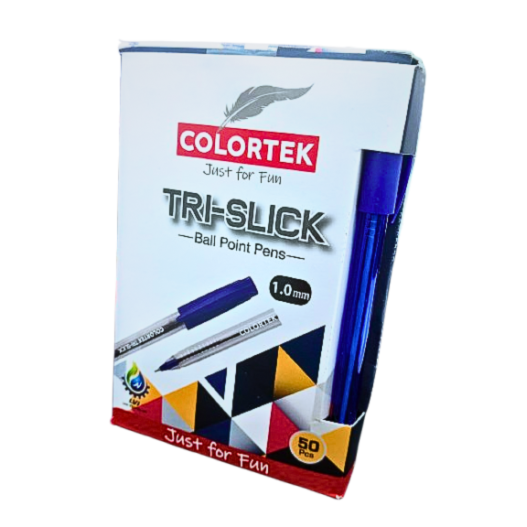 PAQUET DE 50 STYLOS A BILLE TRI-SLICK - COLORTEK