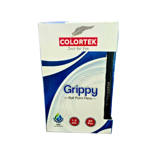 PAQUET DE 50 STYLOS A BILLE GRIPPY - COLORTEK