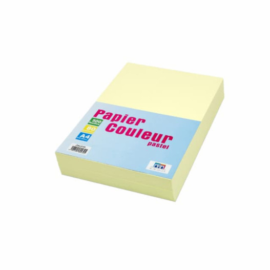 RAME PAPIER COULEUR A4 -500 FEUILLES JAUNE PASTEL