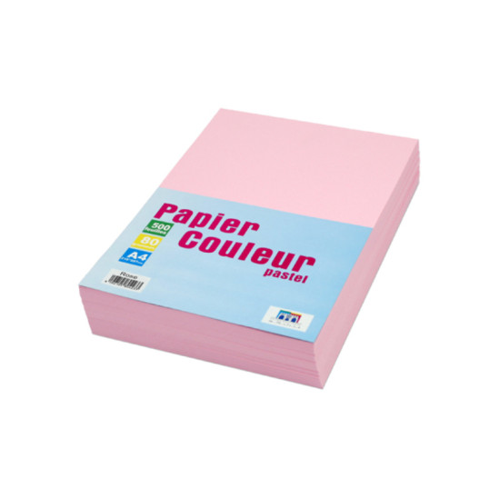 RAME PAPIER COULEUR A4 -500 FEUILLES ROSE PASTEL