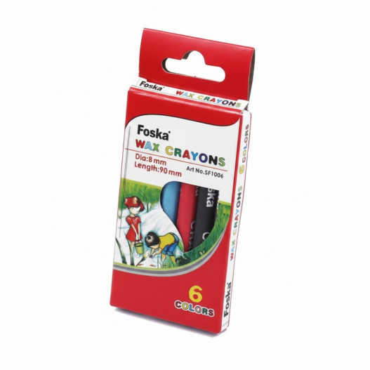 PAQUET DE 6 CRAYON PASTEL  WAX PM   - FOSKA