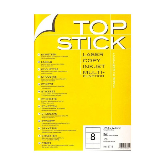 ETIQUETTE BLANCHE A4/8 TOP STICK