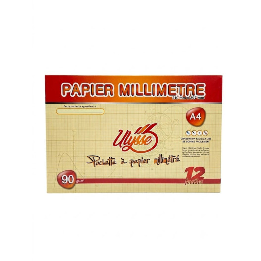 POCHETTE DE 12 PAPIER MILLIMÉTRÉ A4 -90 G