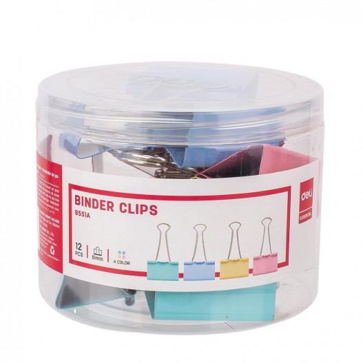 BOITE DE 12 CLIPS 51 MM  COULEUR - E8551A