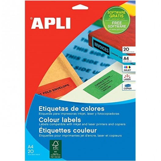 ETIQUETTE COULEUR BLEU 105X37MM- 20 FEUILLES 32...