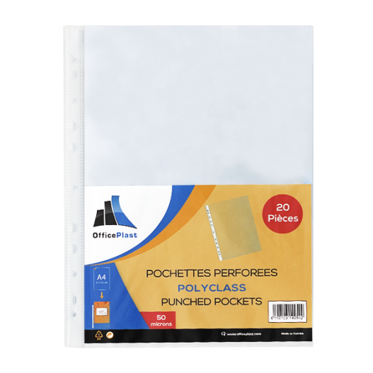 Lot de 100 Pochettes perforées transparentes A4 PRO-Office 10328847