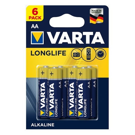 6X PILES AA VARTA LONGLIFE LR06 1.5V - 0836