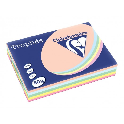 PAPIER COULEUR PASTEL ASSORTIES A4 TROPHÉE - 80GR