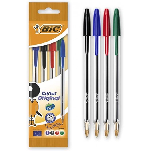 POCHETTE DE 4 STYLOS CRISTAL ORIGINAL - BIC