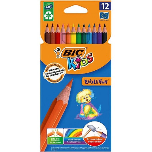 POCHETTE DE 12 CRAYONS COULEURS EVOLUTION - BIC