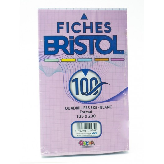 FICHES BRISTOL PM 5*5 BLANC- OSCAR