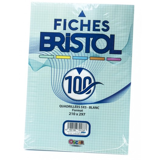 FICHES BRISTOL A4 GM 5*5 BLANC- OSCAR