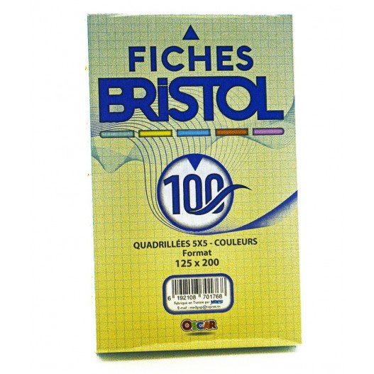 FICHES BRISTOL  PM 5*5 COULEUR- OSCAR