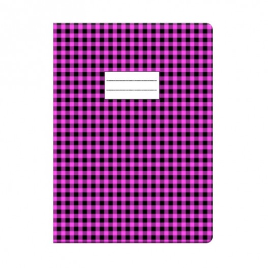 PROTEGE CAHIER AVEC CARREAUX VICHY 17*22 PM - VIOLET