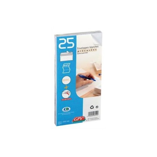 PAQUET DE 25 ENVELOPPES 11X22 - 80GR - GPV