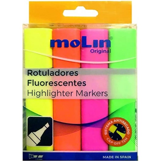 POCHETTE DE 4 SURLIGNEURS MOLIN VIVA