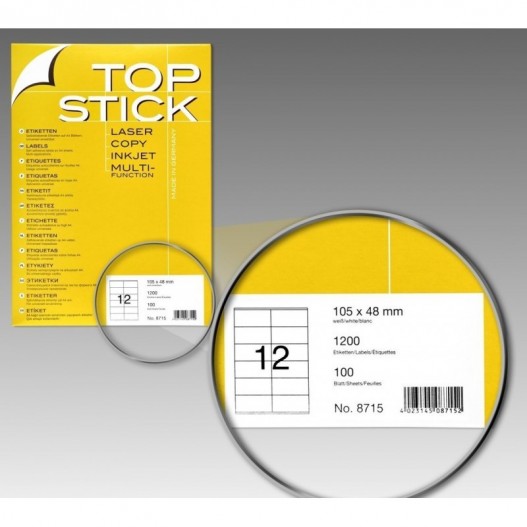 ETIQUETTE BLANCHE A4/12 TOP STICK