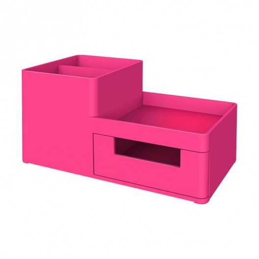 ORGANISATEUR DE BUREAU 3 COMPARTIMENTS ROSE