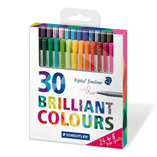 BOX DE 30 STYLOS FINELINER TRIPLUS - STAEDTLER