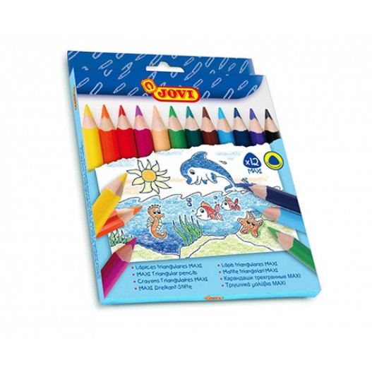 12 CRAYONS COULEUR TRIANGULAIRE MAXI - JOVI