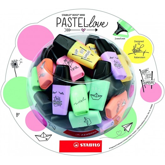 Pochette de 3 surligneurs 'STABILO' BOSS MINI Pastellove Rose/Menthe/Gris -  La Fourmi creative