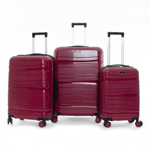 PACK DE 3 VALISES INCASSABLES EN PROPYLENE ROUGE...