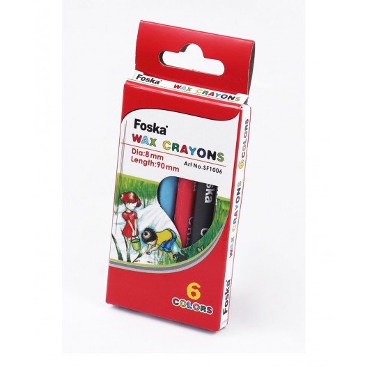 PAQUET DE 6 CRAYON PASTEL  WAX PM   - FOSKA