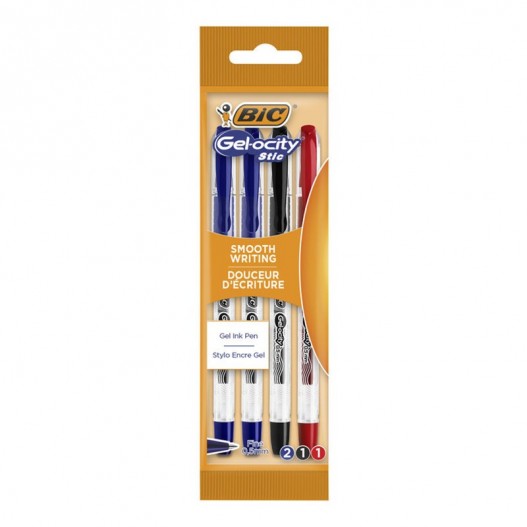 POCHETTE DE 4 STYLOS GEL GELOCITY - BIC