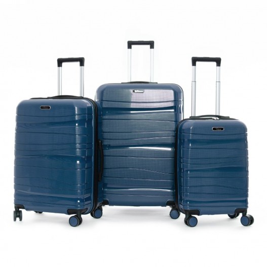 PACK DE 3 VALISES INCASSABLES EN PROPYLENE BLEU  -...