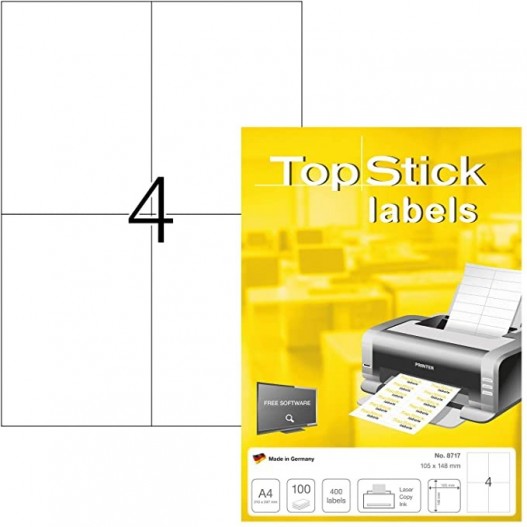 ETIQUETTE BLANCHE A4/8 TOP STICK