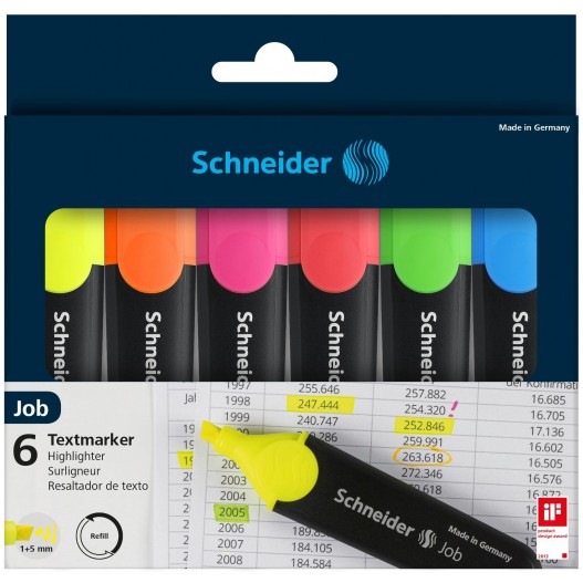 POCHETTE DE 6 SURLIGNEURS SCHNEIDER FLUO JOB 150...