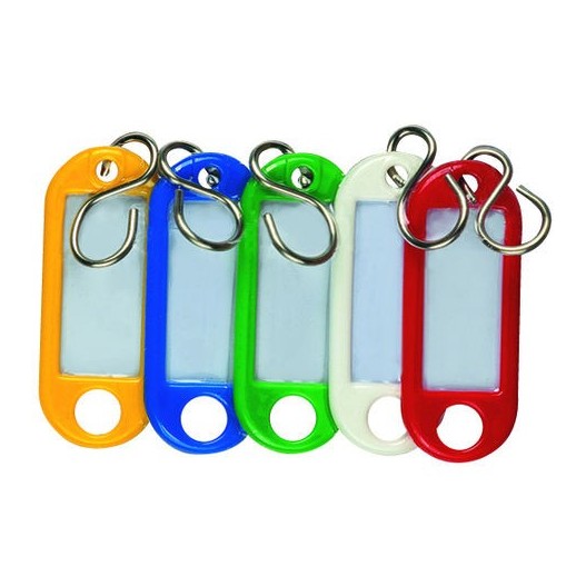 LOT DE 6 PORTE CLES AVEC ETIQUETTES - COULEURS ASSORTIES