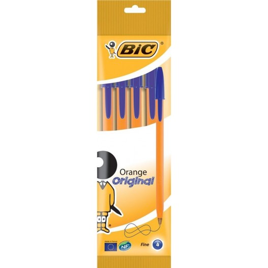 POCHETTE DE 4 STYLOS MEDIUM BLEU 0.7MM  FINE - BIC