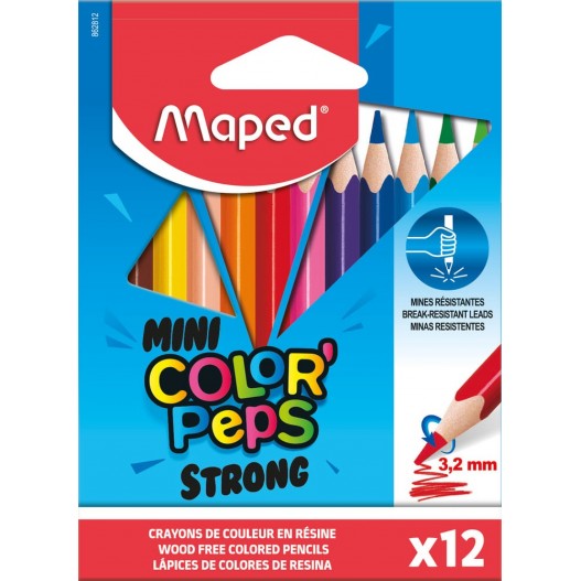 PAQUET DE 12 CRAYON COULEUR MINI COLOR'PEPS MAPED 2812