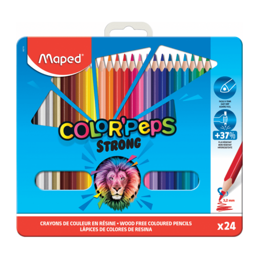 BOITE METALIQUE DE 24 CRAYONS COULEURS PEPS STRONG -...