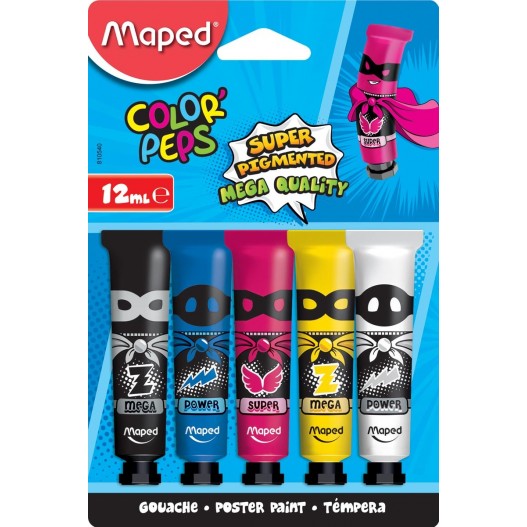 BLISTER DE 5 TUBES GOUACHES 12ML - MAPED